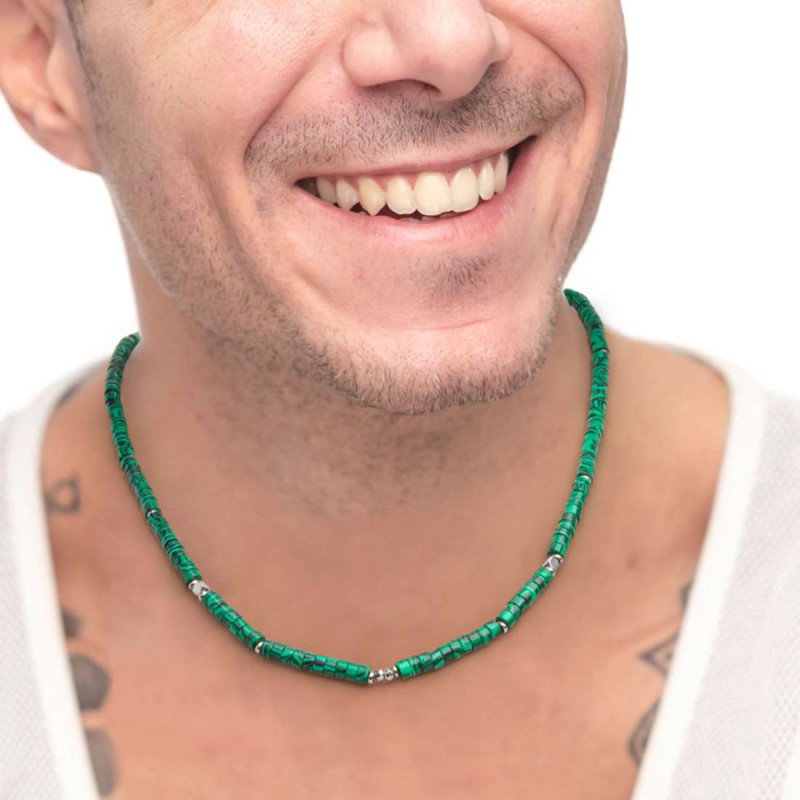 Collana catena a foglia e collana con pietre a rondelle