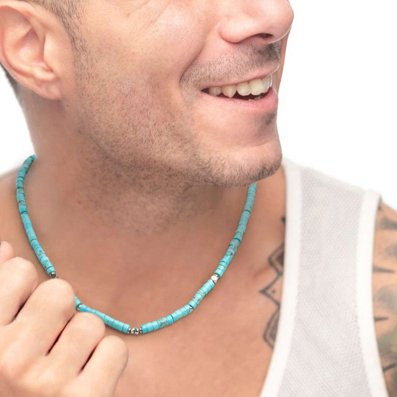 Collana catena a foglia e collana con pietre a rondelle