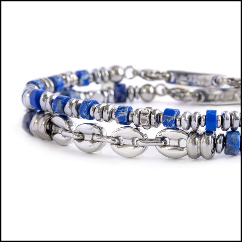 Bracciale con pietre a rondella e bracciale con sodalite
