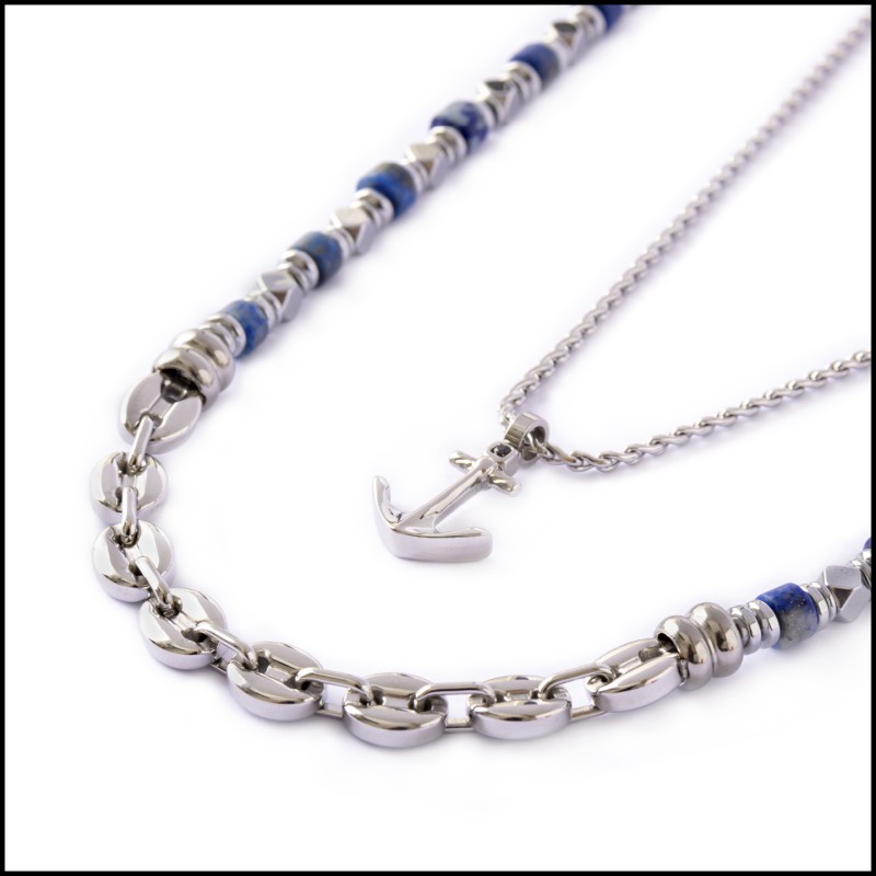 Collana con ancora e collana con rondelle in sodalite