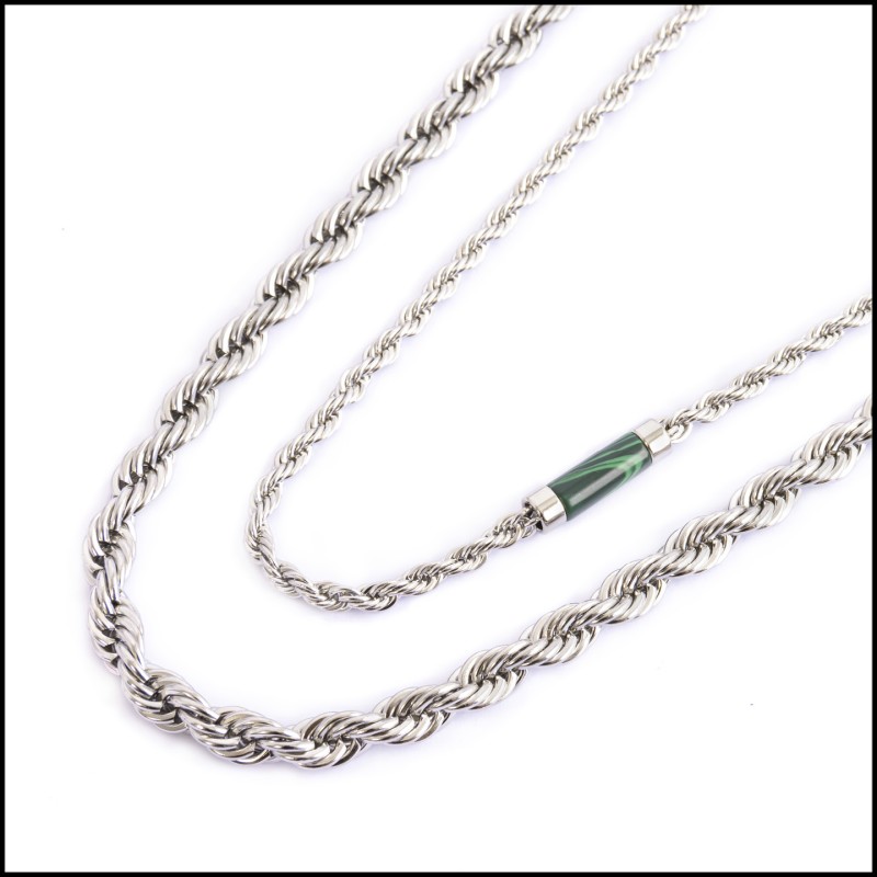 Collana catena a corda e collana con elemento in pietra