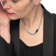 Collana catena a corda e collana con elemento in pietra