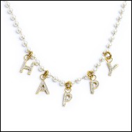 Collana con perle e lettera con cristalli