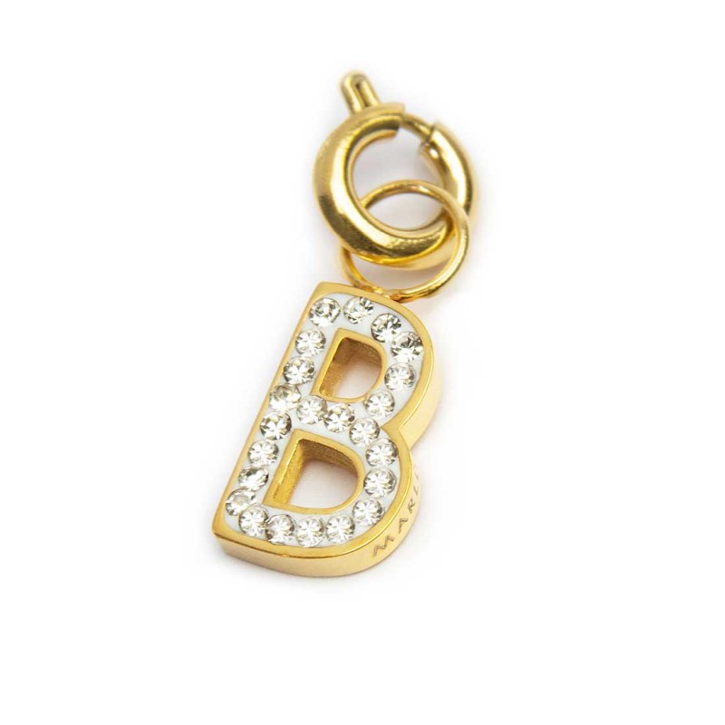 Bracciale con perle di fiume e bracciale a sfere con charm lettera cristalli