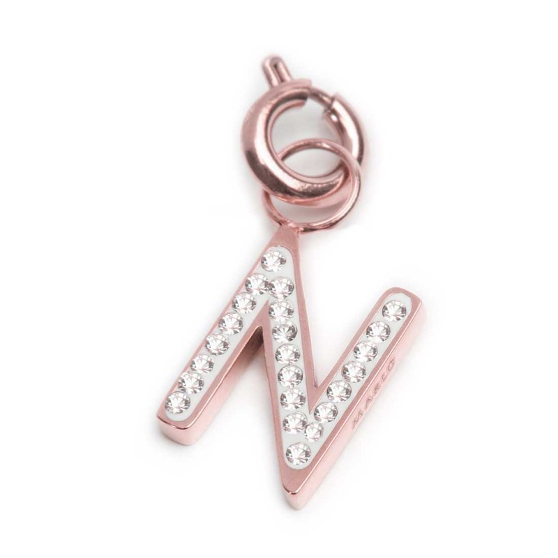 Bracciale con perle di fiume e bracciale a sfere con charm lettera cristalli