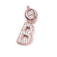 Bracciale con perle di fiume e bracciale a sfere con charm lettera cristalli