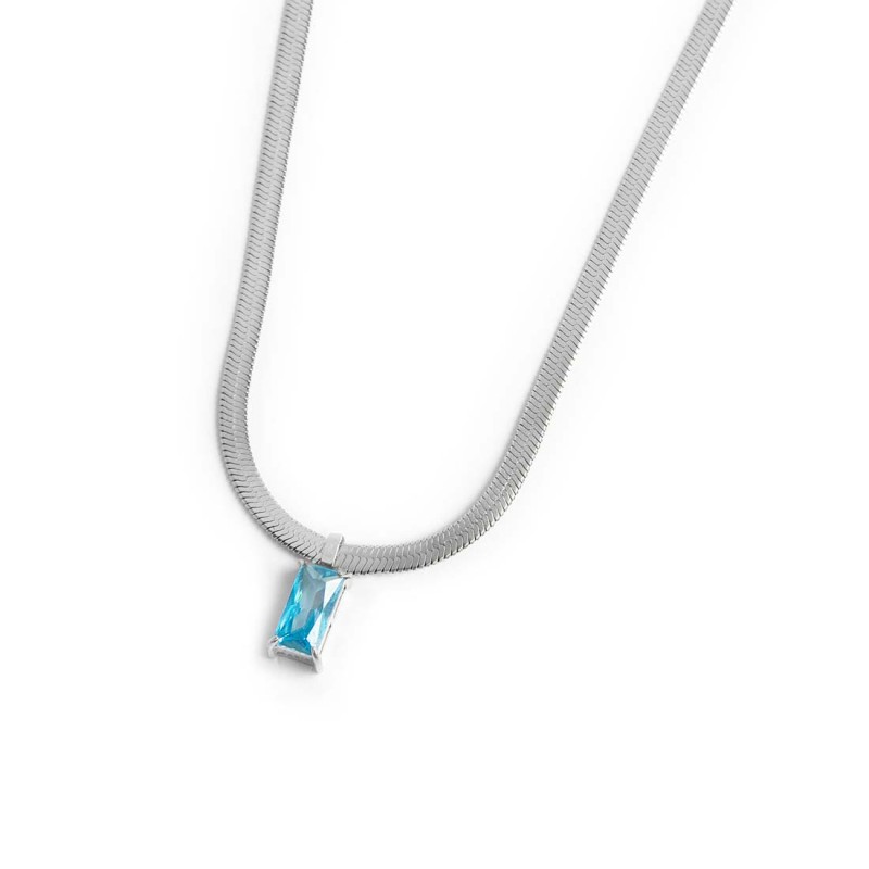 Collana catena snake con zircone baguette