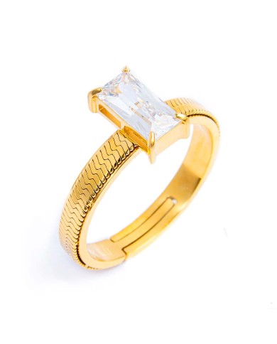 Anello con zircone baguette