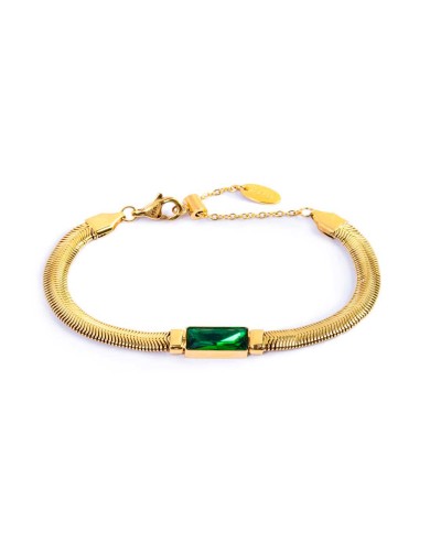 Bracciale catena snake con cristallo baguette centrale