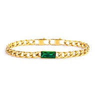 Bracciale catena grumetta con cristallo baguette centrale