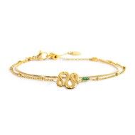Bracciale doppia catena con serpente e zircone