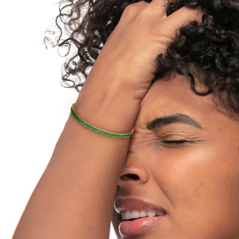 BR CATENA BAGUETTE TENNIS VERDE