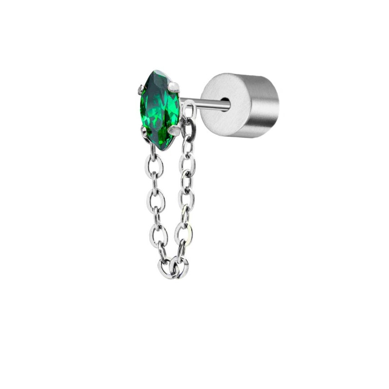 Orecchino a lobo con zircone e catena cross