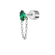 Orecchino a lobo con zircone e catena cross