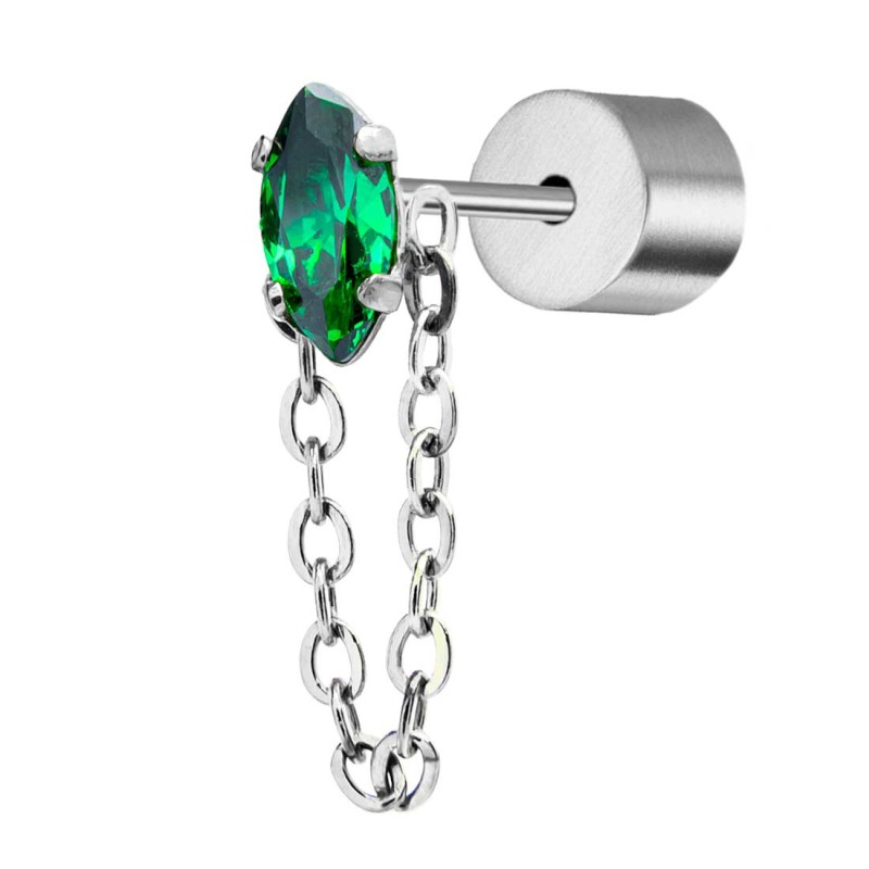 Orecchino a lobo con zircone e catena cross