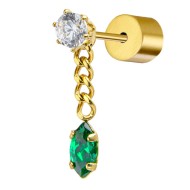 OR MONO ACC CON CRISTALLO VERDE PENDENTE