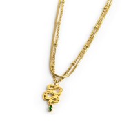 COLLANA ACC DOPPIA CATENA E SERPENTE PEND