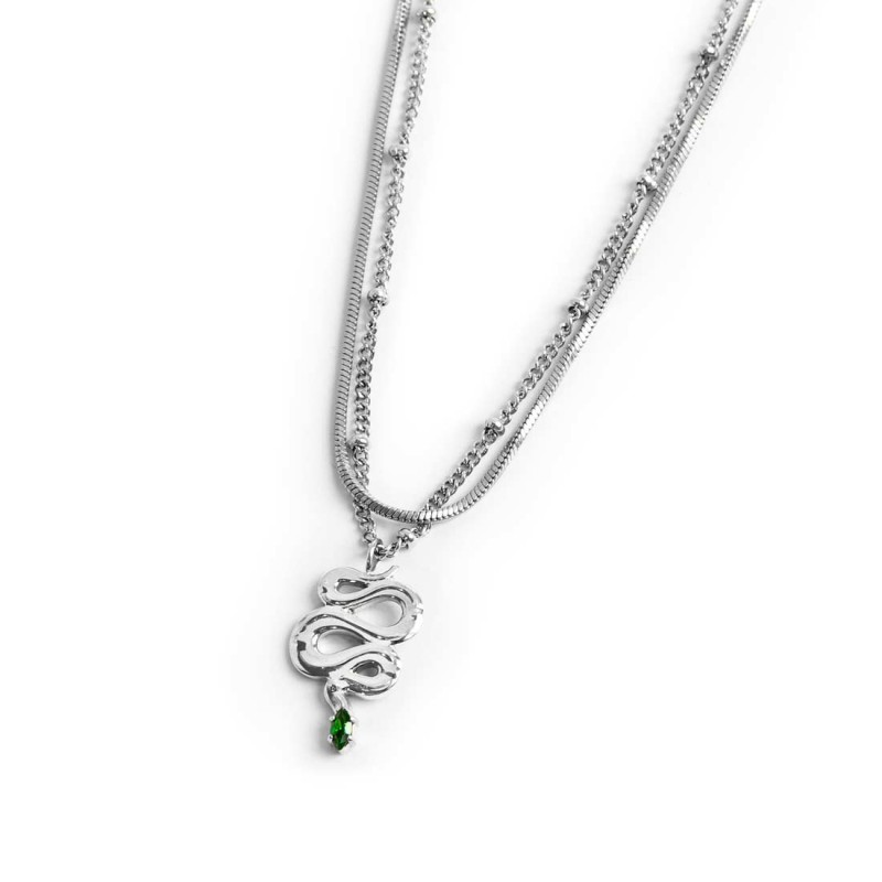 COLLANA ACC DOPPIA CATENA E SERPENTE PEND