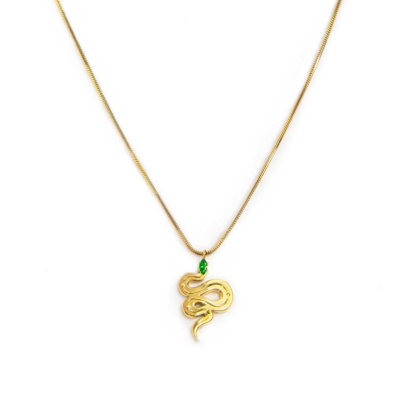 Collana catena snake quadrata con serpente pendente