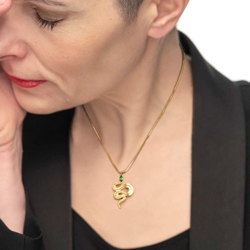 COLLANA CAT SNAKE QUADRATA E SERPENTE PEND