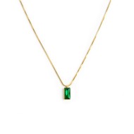 COLLANA CAT SNAKE QUADRATA E PENDENTE CRISTALLO BAGUETTE