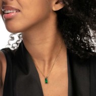 COLLANA CAT SNAKE QUADRATA E PENDENTE CRISTALLO BAGUETTE