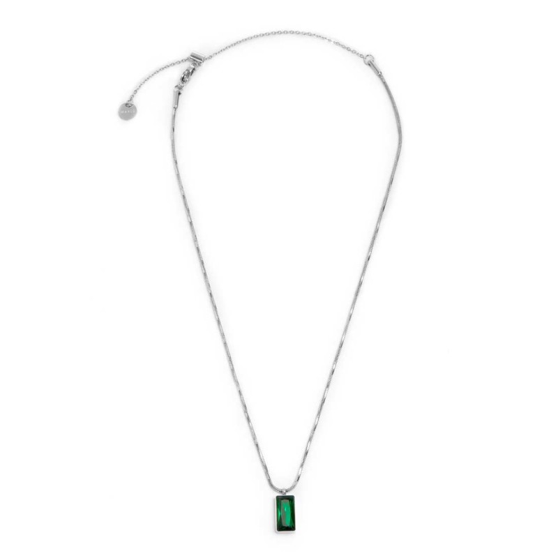 COLLANA CAT SNAKE QUADRATA E PENDENTE CRISTALLO BAGUETTE