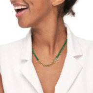 Collana catena grumetta con tennis cristalli baguette