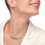 COLLANA CAT MAGLIA LARGA E BAGUETTE TENNIS