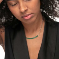 Collana tennis centrale cristalli baguette