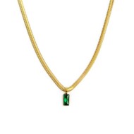 Collana catena snake cristallo baguette centrale