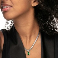 COLLANA CAT SNAKE E CRISTALLO PENDENTE