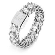 Anello catena grumetta con tennis centrale