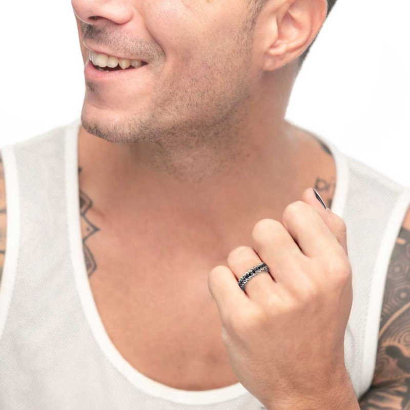 Anello catena grumetta con tennis centrale