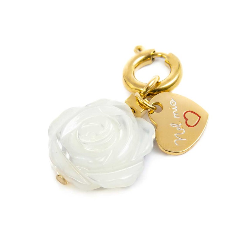 CHARM CON ROSA IN MADRE PERLA