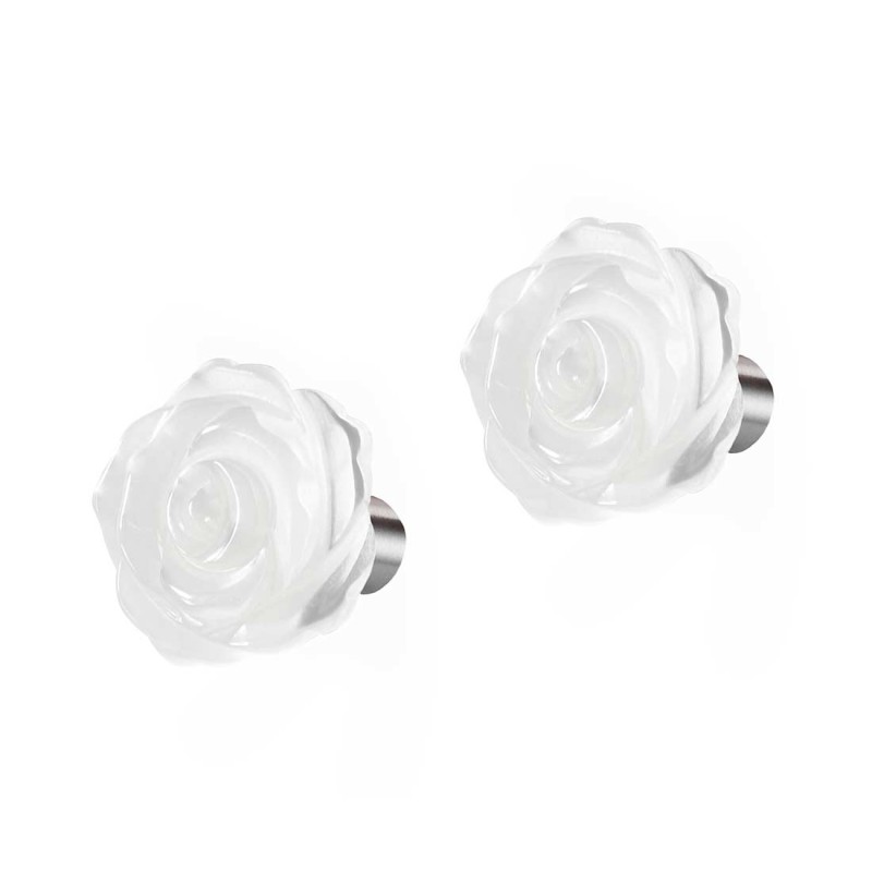 S.STEEL PAIR EARRINGS 12MM MOTHER OF PEARL ROSE S.steel earrings pair with mother of pearl rose shape bead size 12*12,40*3,80 mm