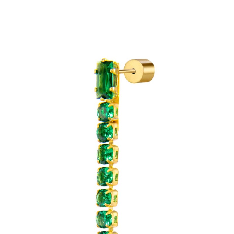 Orecchino a lobo catena tennis con zirconi baguette