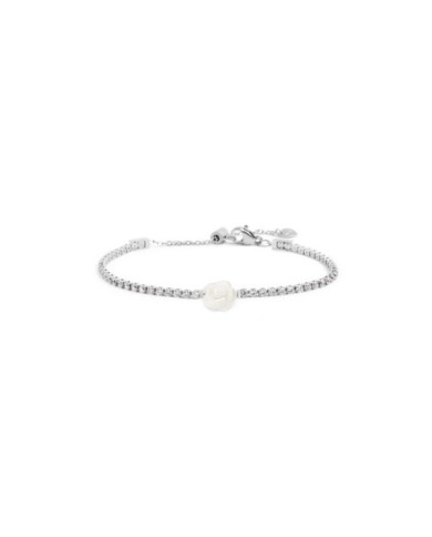 Bracciale tennis con rosa in madreperla