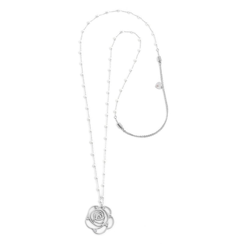 Collana con pendente rosa con cristalli