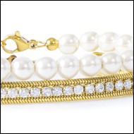 Bracciale con perle e bracciale tennis con zirconi