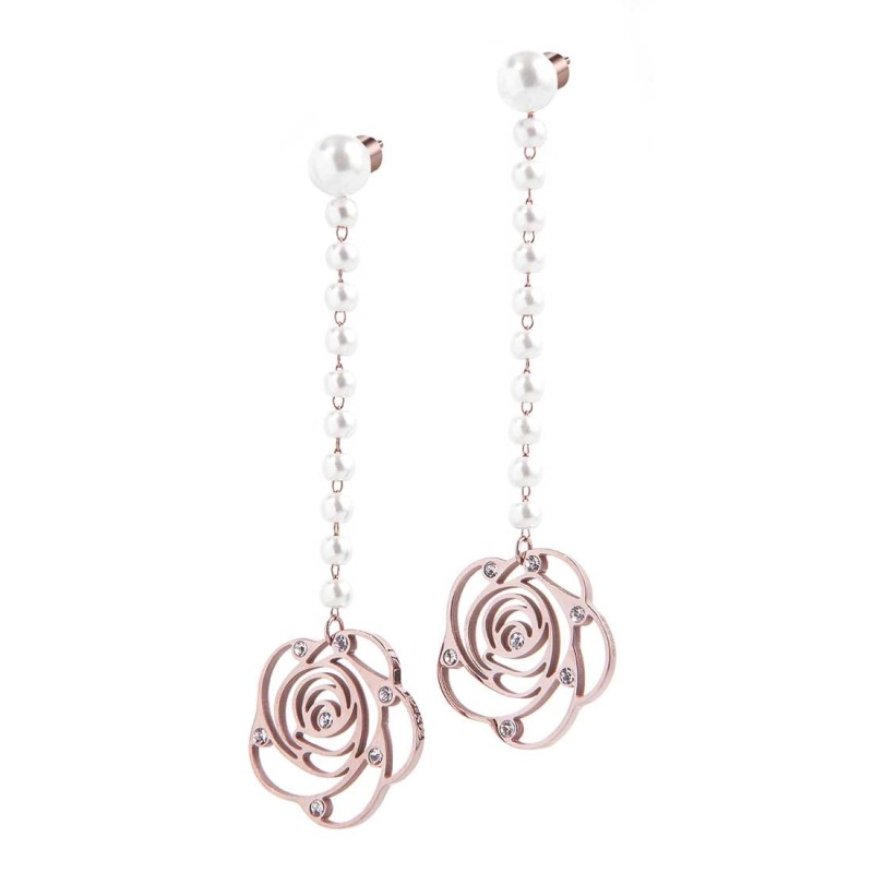 OR PAIO CAT PERLA CON PENDENTE ROSA CON CRISTALLI