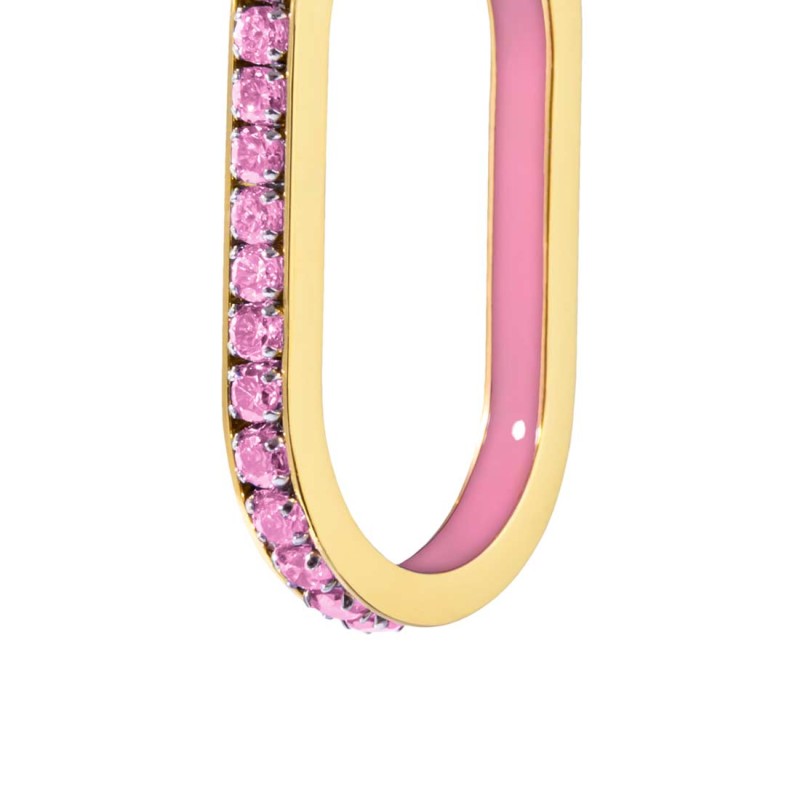 Orecchino ovale con zirconi e smalto