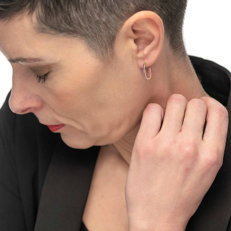 OR MONO OVALE CON CZ E SMALTO