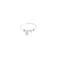 Bracciale rigido con rosa e perla pendente