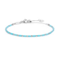 Bracciale con perline a tubo turchesi ed ematite