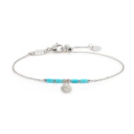 Bracciale conchiglia pendente con perla e perline a tubo turchesi