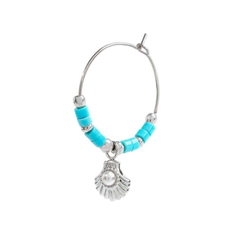 OR MONO CERCHIO CON PERLINE TURCHESI E CON PEND CONCHIGLIA