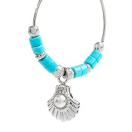 OR MONO CERCHIO CON PERLINE TURCHESI E CON PEND CONCHIGLIA