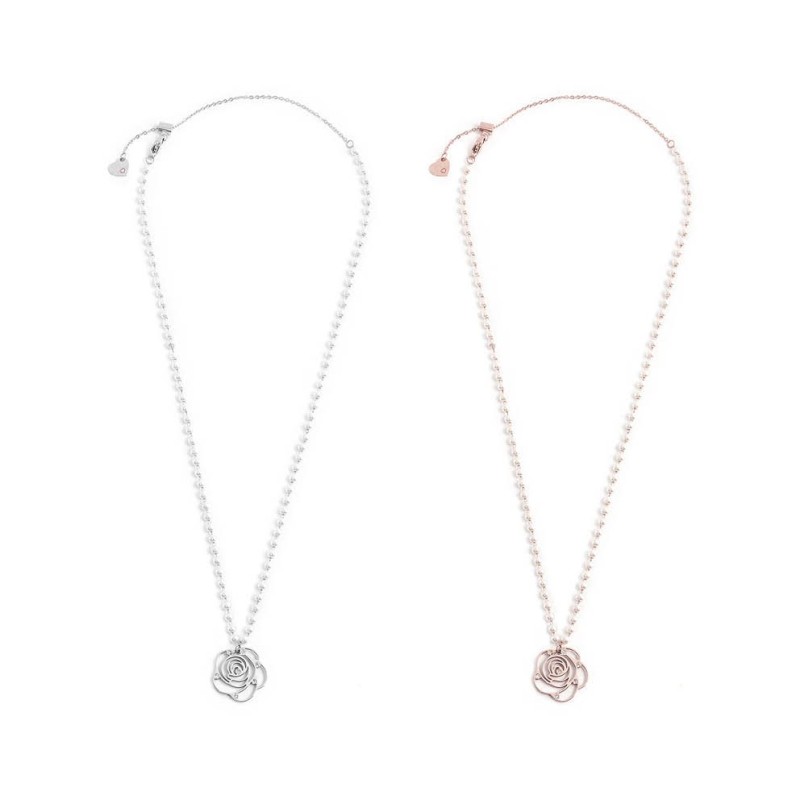 COLLANA 50CM CAT PERLE CON PEND ROSA CON CRIST