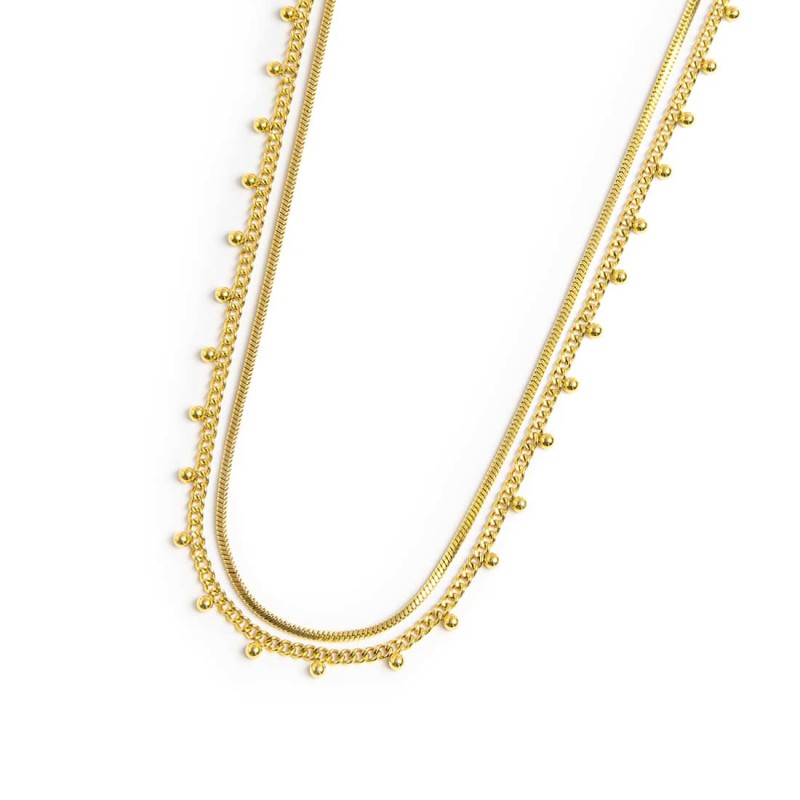 COLLANA CATENA SNAKE QUAD E GRUM CON SFERE